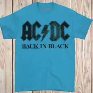 AC/DC graphic tee - NEW never worn - blue with black print rock band tshirt